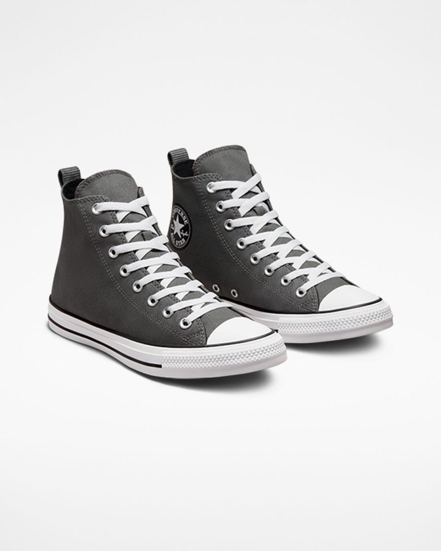 Zapatillas Altas Converse Chuck Taylor All Star Woven Twill Mujer Gris Negras | PE E482LP